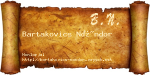 Bartakovics Nándor névjegykártya